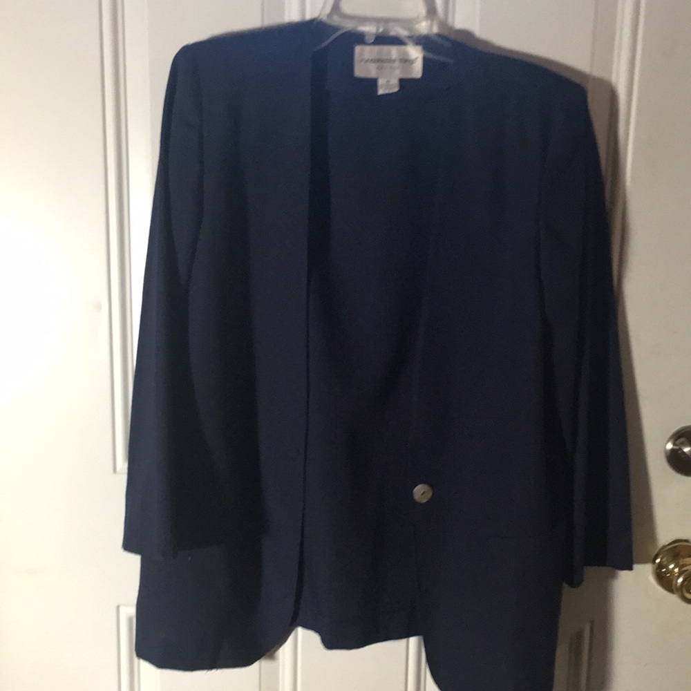 Fundamental Things Petite navy blue one button lightweight dress jacket size 10P
